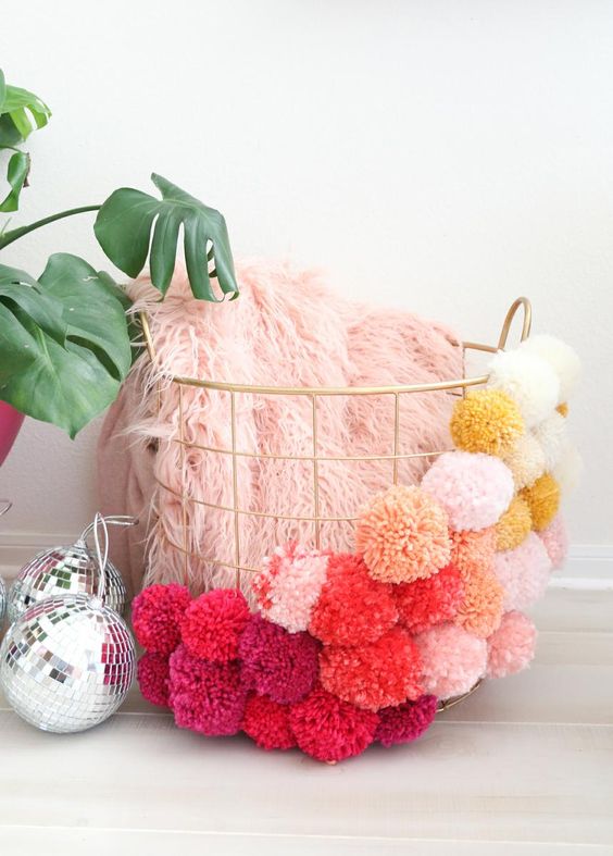 decorate with wool pompoms V