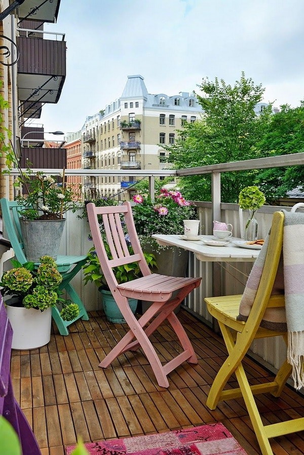 Coloured chairs for balconies