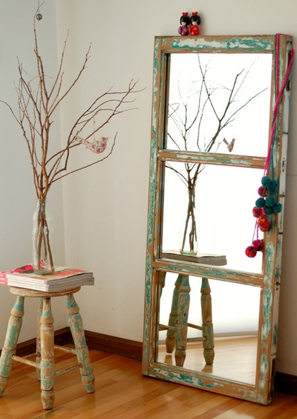 Mirror made with recycled door