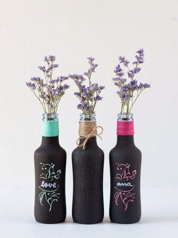 Bottles decorated as vases