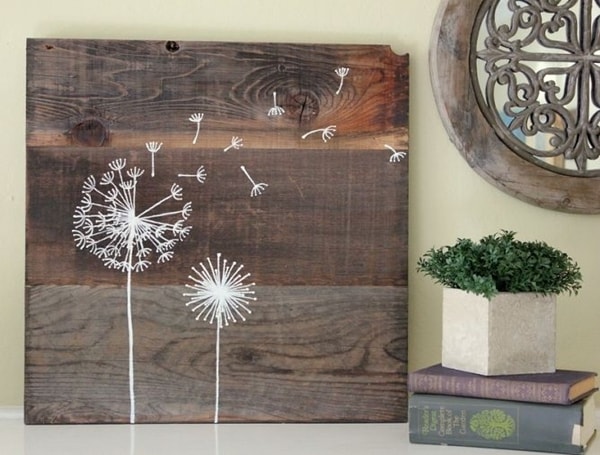 Dandelion, wooden frame