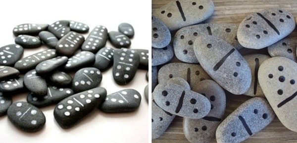 Dominoes made of stones