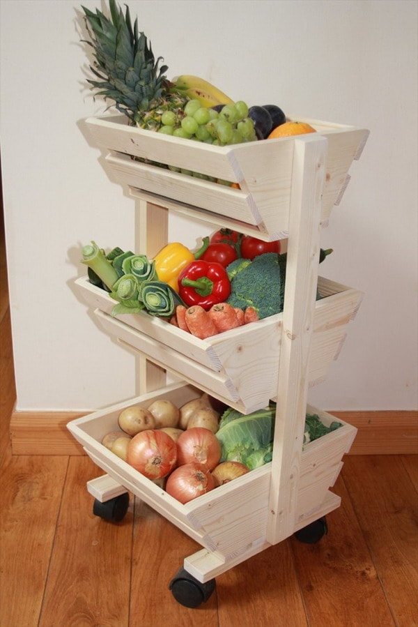 Fruit crates with recycled wooden pallets