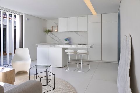 modern kitchen in minimalist style in white