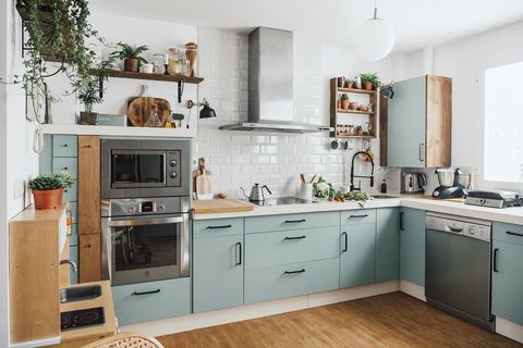Kitchen before and after: A green and white kitchen