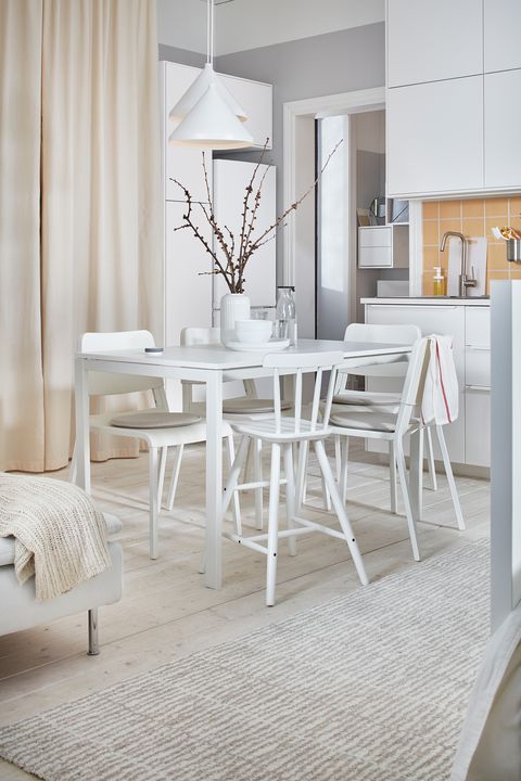 white kitchen with office from the new ikea 2021 catalogue