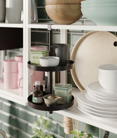 double tray-type shelf in black from the new ikea catalogue 2021