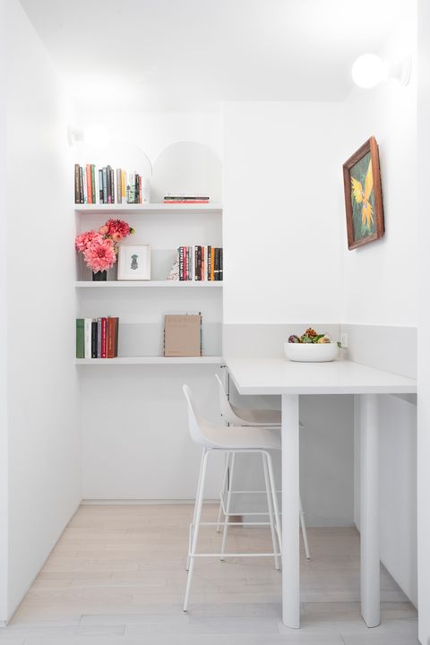minimalist office decorated in white