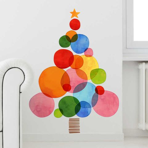colorful christmas tree wall vinyl