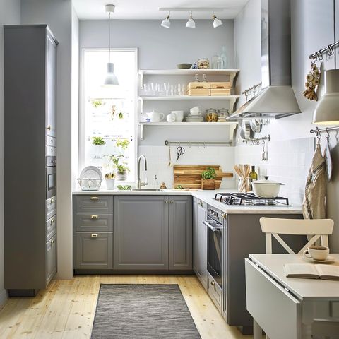 modern kitchen with gray furniture