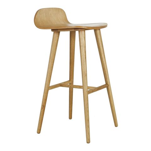 stool with rounded wooden seat and back, English court cape