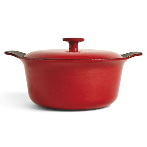 berghoff pot, cocotte type, made of cast iron and red enamelled exterior