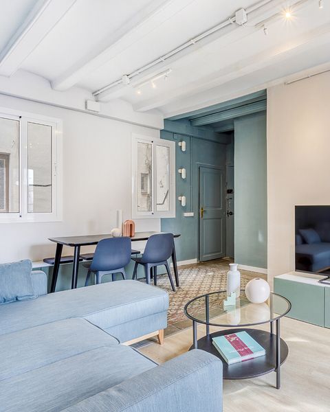 a vintage and cool apartment in barcelona living room and dining room