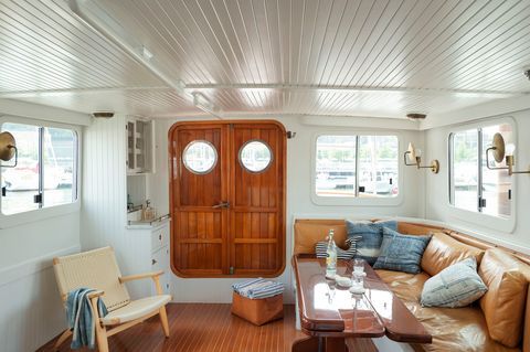 interior of the ship transformed into a living room