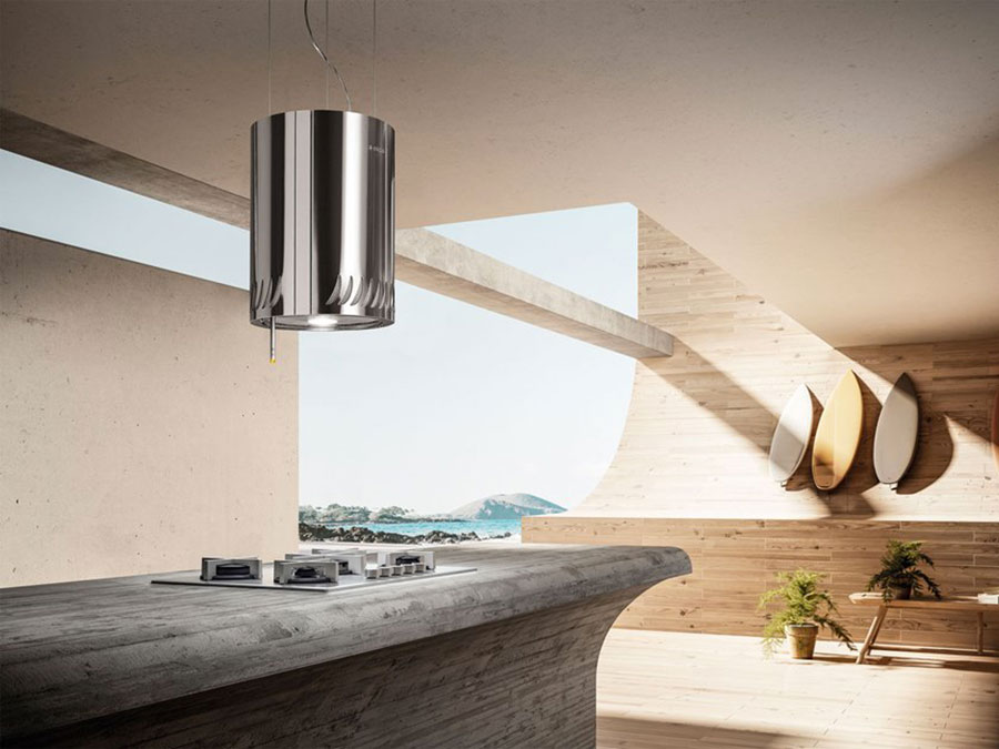 Suspended hood ideas for kitchens without wall units n.02