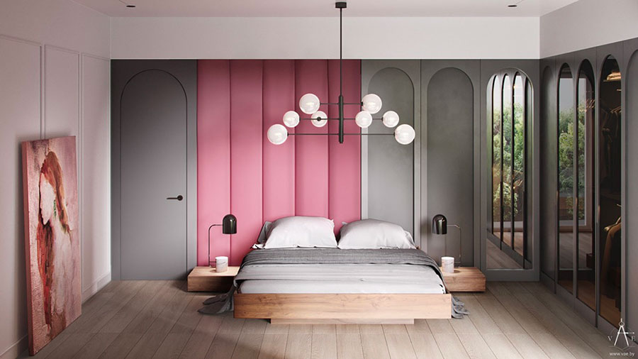Ideas for decorating a gray and pink bedroom # 11