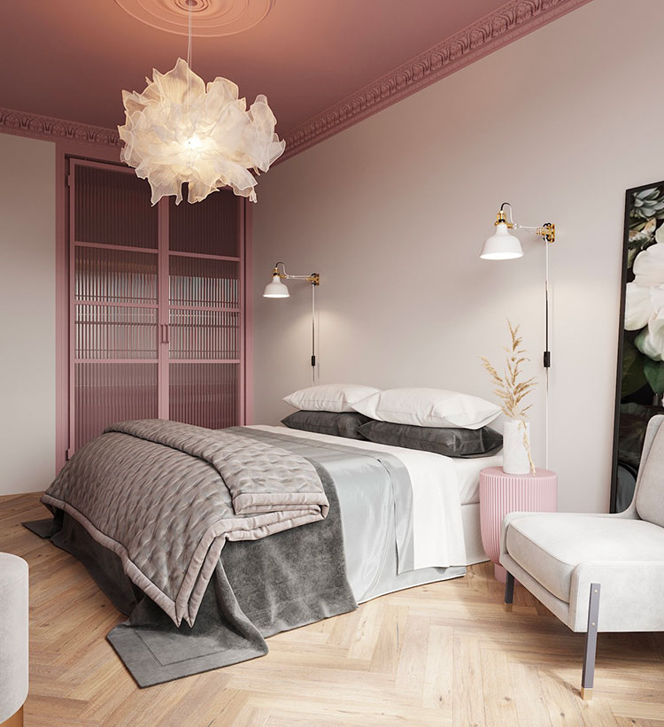 Ideas for decorating a gray and pink bedroom # 09