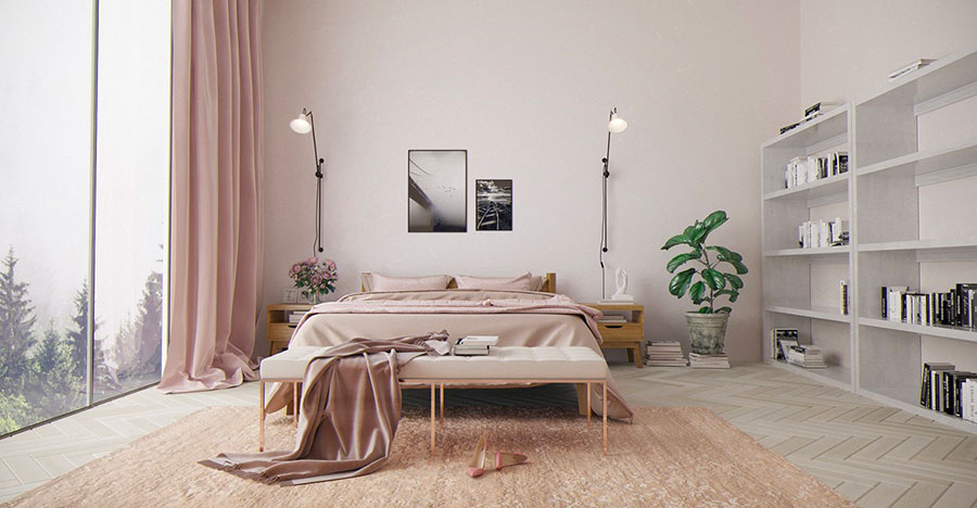 Ideas for decorating an antique pink and gray bedroom # 03