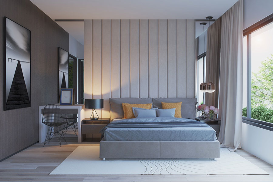 Ideas for decorating a gray bedroom # 11