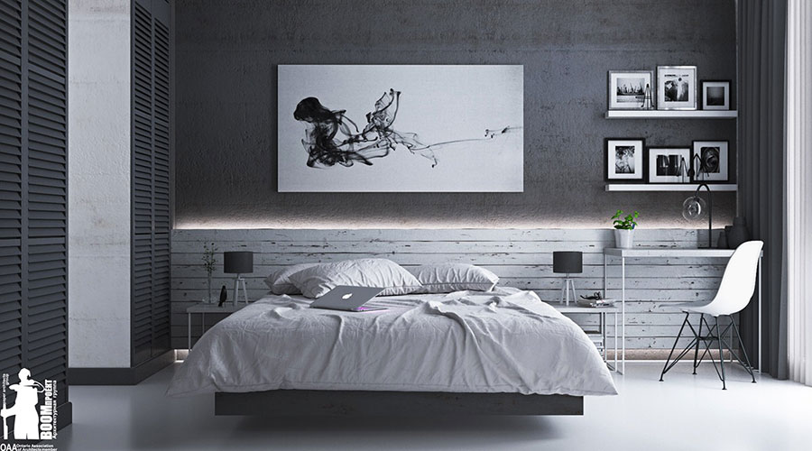 Ideas for decorating a gray bedroom # 03