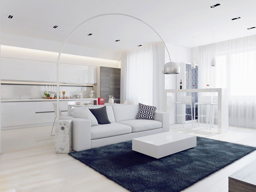 Ideas for decorating a white living room with a modern design n.15