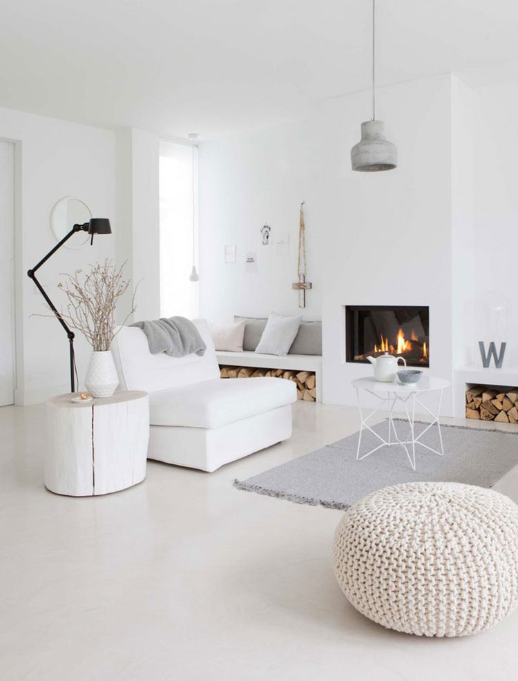 Ideas for decorating a white living room with a modern design n.13