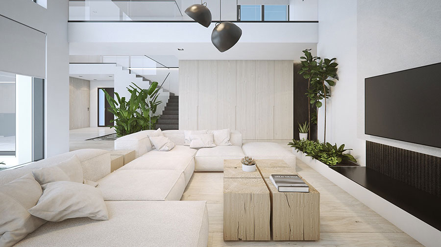 Ideas for decorating a white living room with a modern design n.19