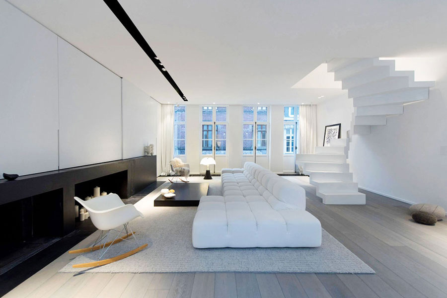 Ideas for decorating a white living room with a modern design n.07