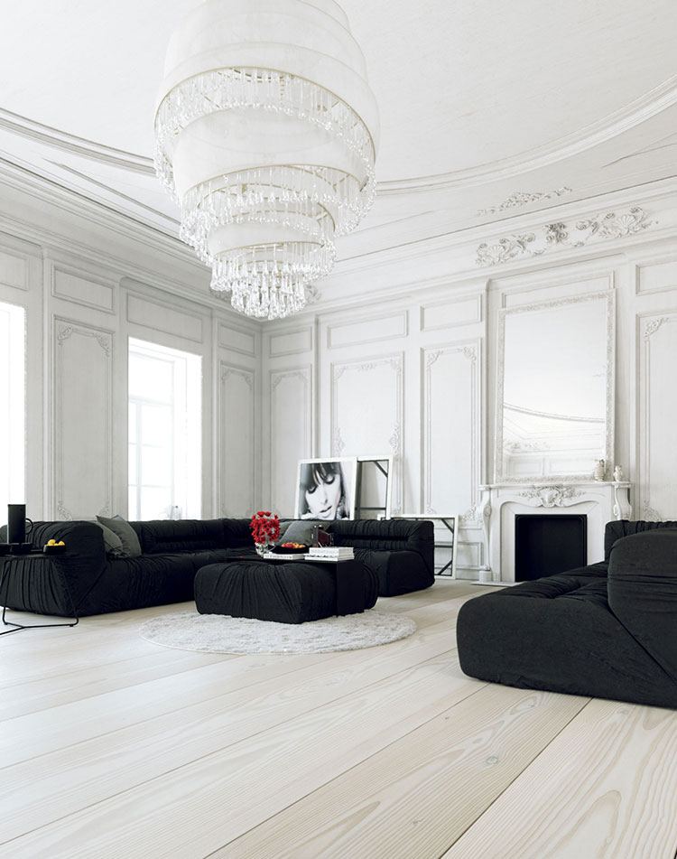 Ideas for decorating a black and white living room n.02