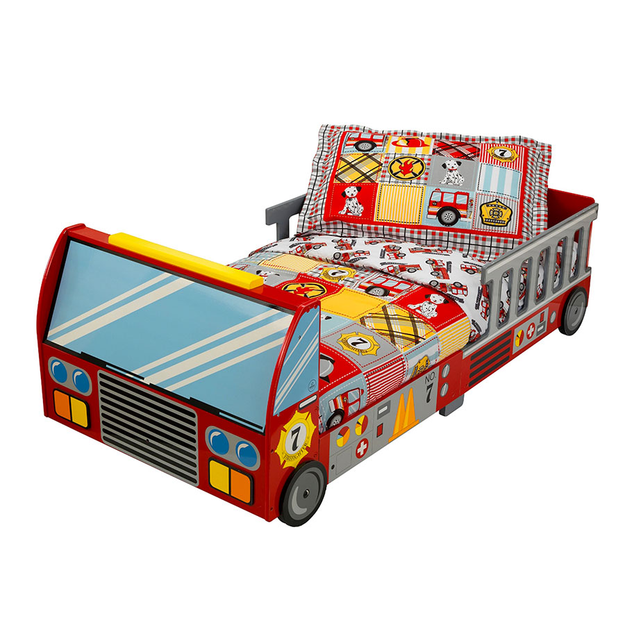 Bed in the shape of a fire truck