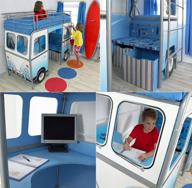 Bus-shaped bed for children