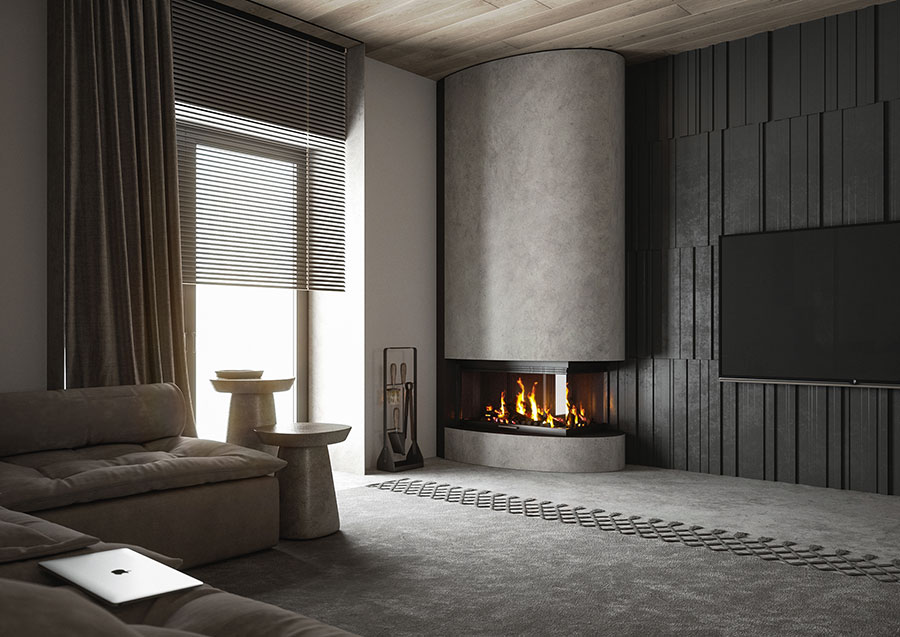 Ideas for decorating a living room with a corner fireplace n.01
