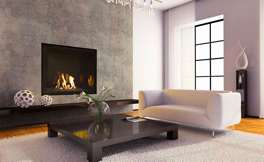 Ideas for furnishing a living room with fireplace with a modern design n.13