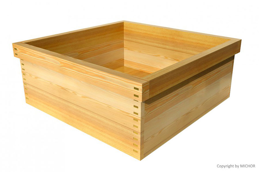 Rectangular wooden free-standing bathtub n.04