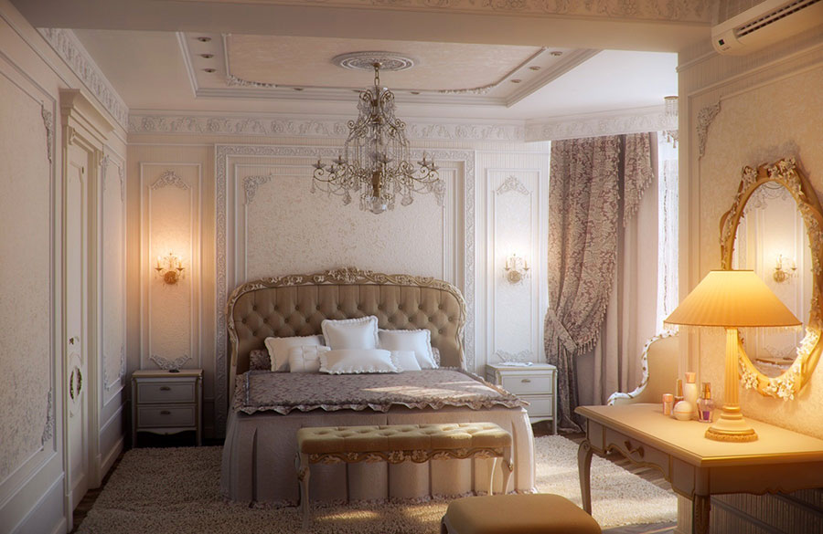 Ideas for decorating a classic beige bedroom # 01