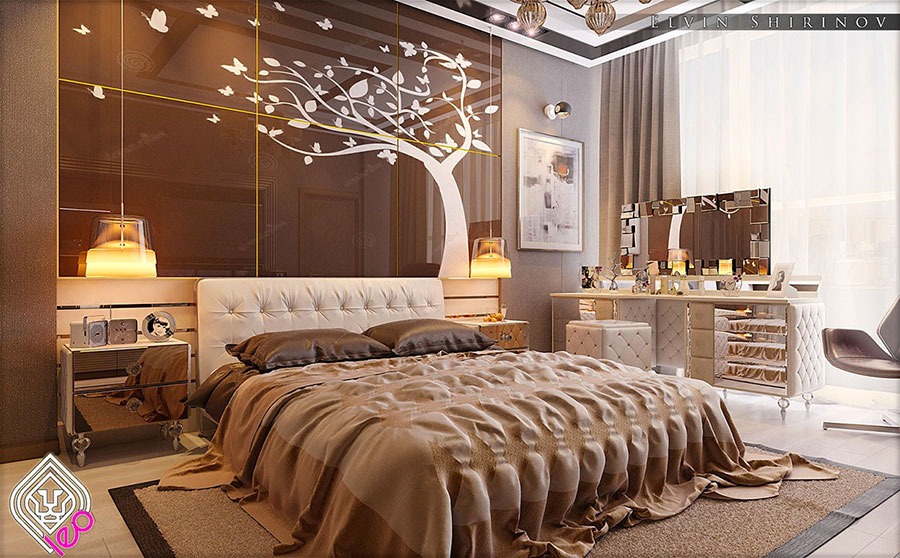 Ideas for decorating a beige and brown bedroom # 02