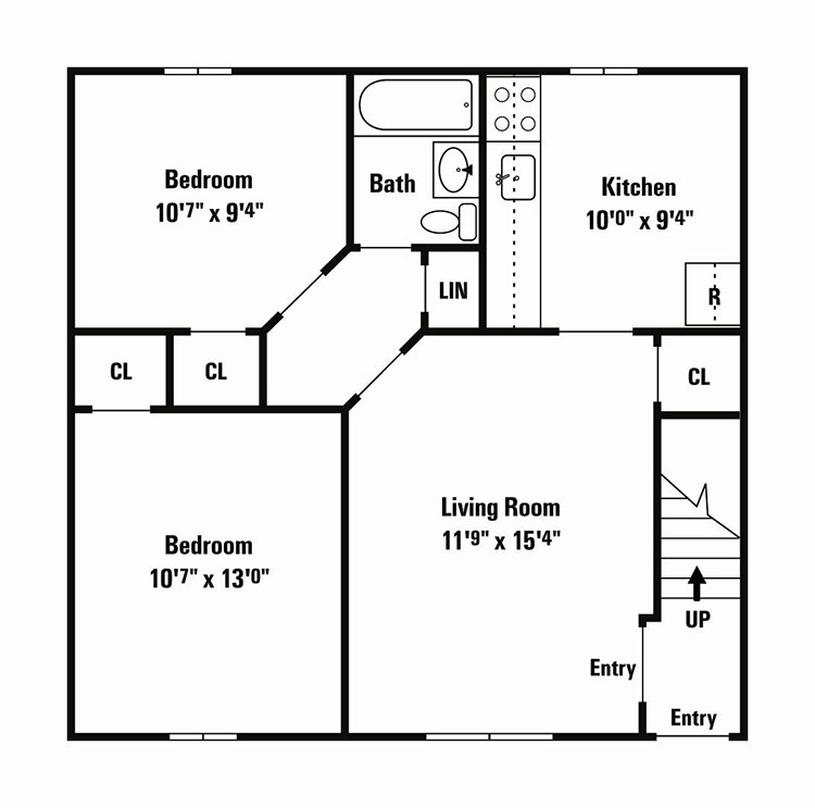 Plan of a house of 50 sqm with two bedrooms n.06