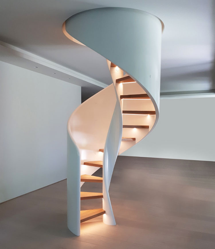 Interior wooden spiral staircase model # 24