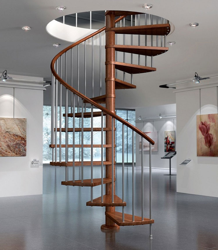 Spiral staircase model in wood for interiors n.30