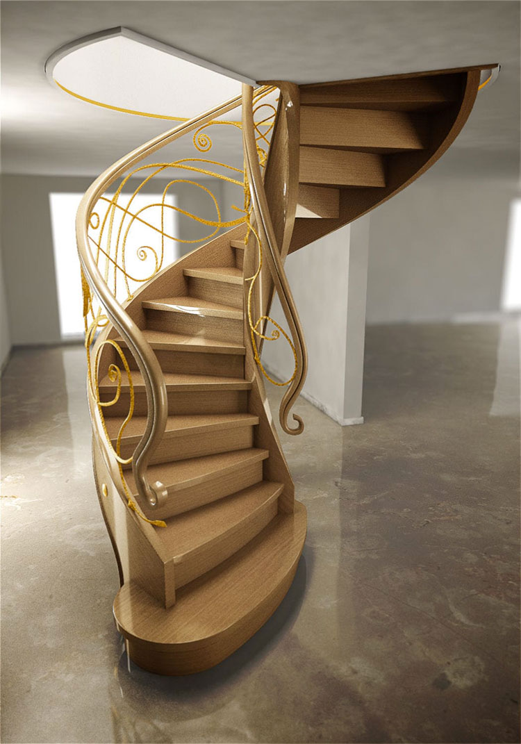 Spiral staircase model with wooden structure n.19