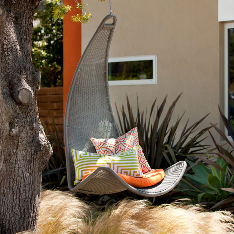 Hanging rattan garden chair