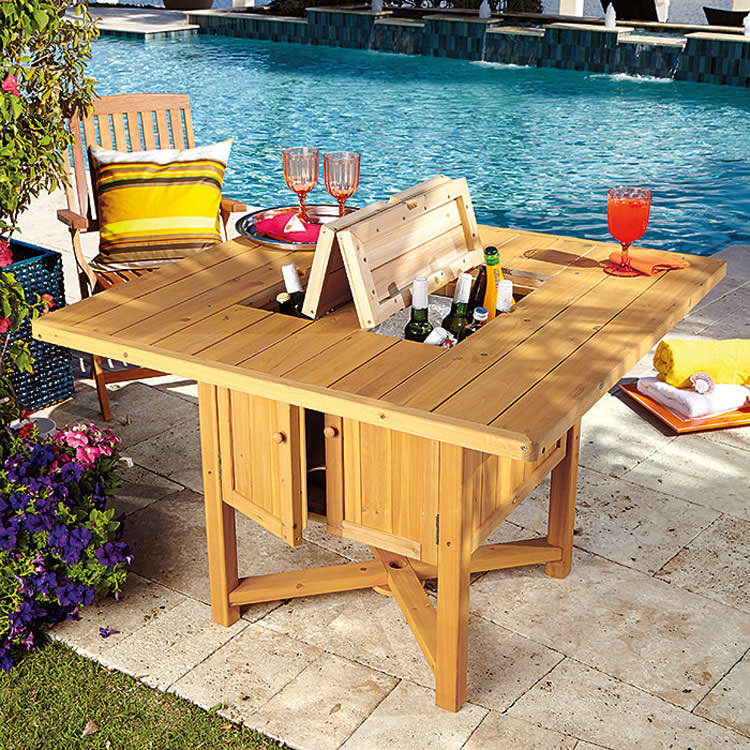 Garden table with multipurpose compartments