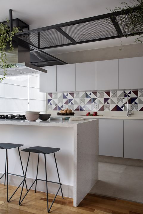 modern open kitchen with marble center island