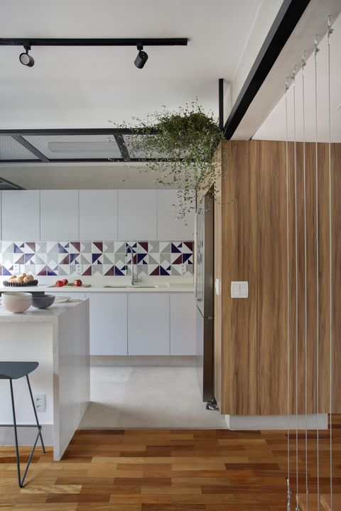modern open kitchen with marble center island