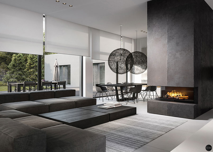 Ideas for decorating a living room with a modern fireplace n.01