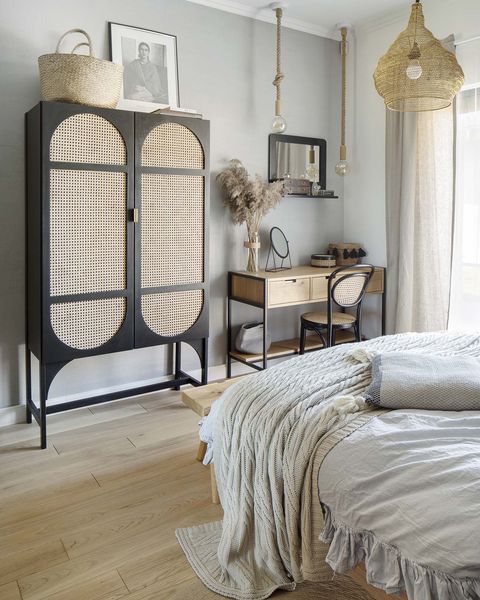 a nordic style country house master bedroom