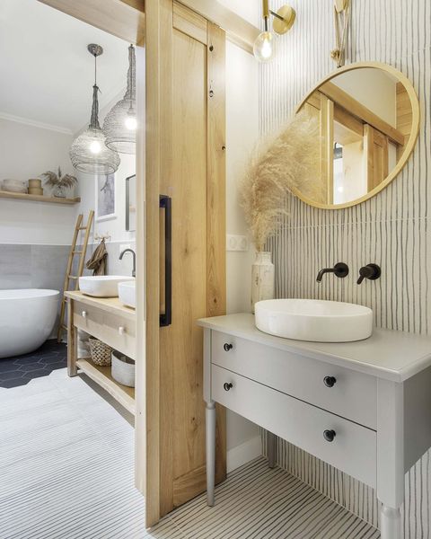 a Nordic style country house double bathroom