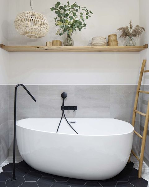 a Nordic style country house freestanding bathtub