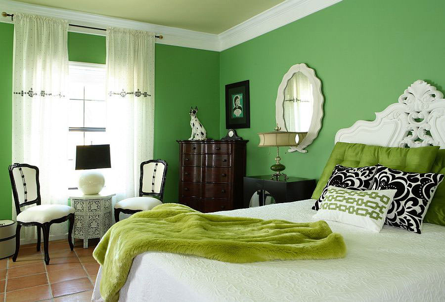 Bedroom in shades of green # 14
