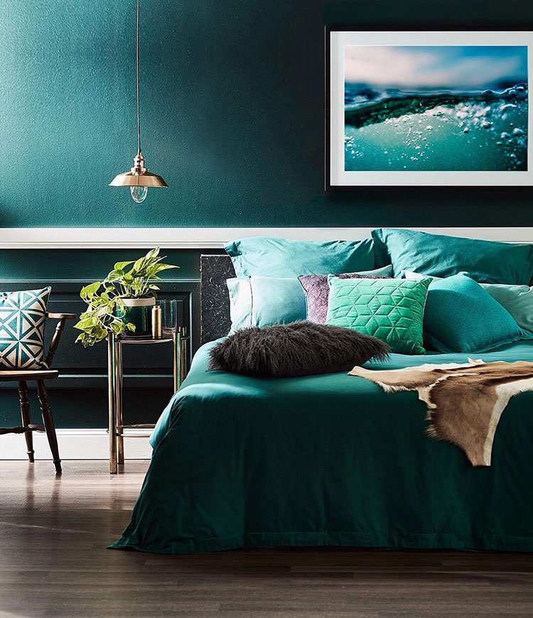 Ideas for an oil green bedroom # 1